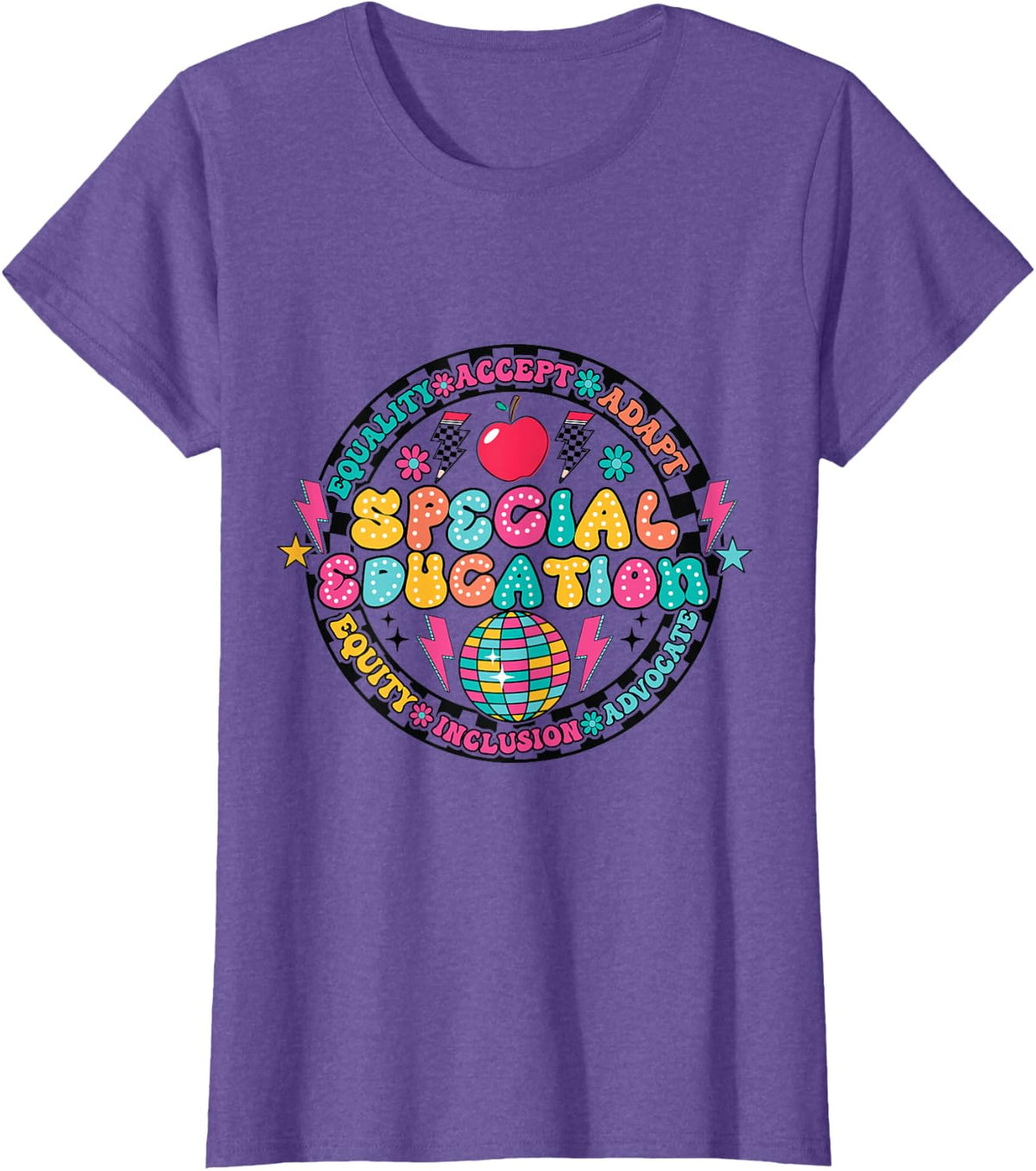 Retro Special Education Squad Groovy Dream Team Sped Teacher T-Shirt - Purple Heather