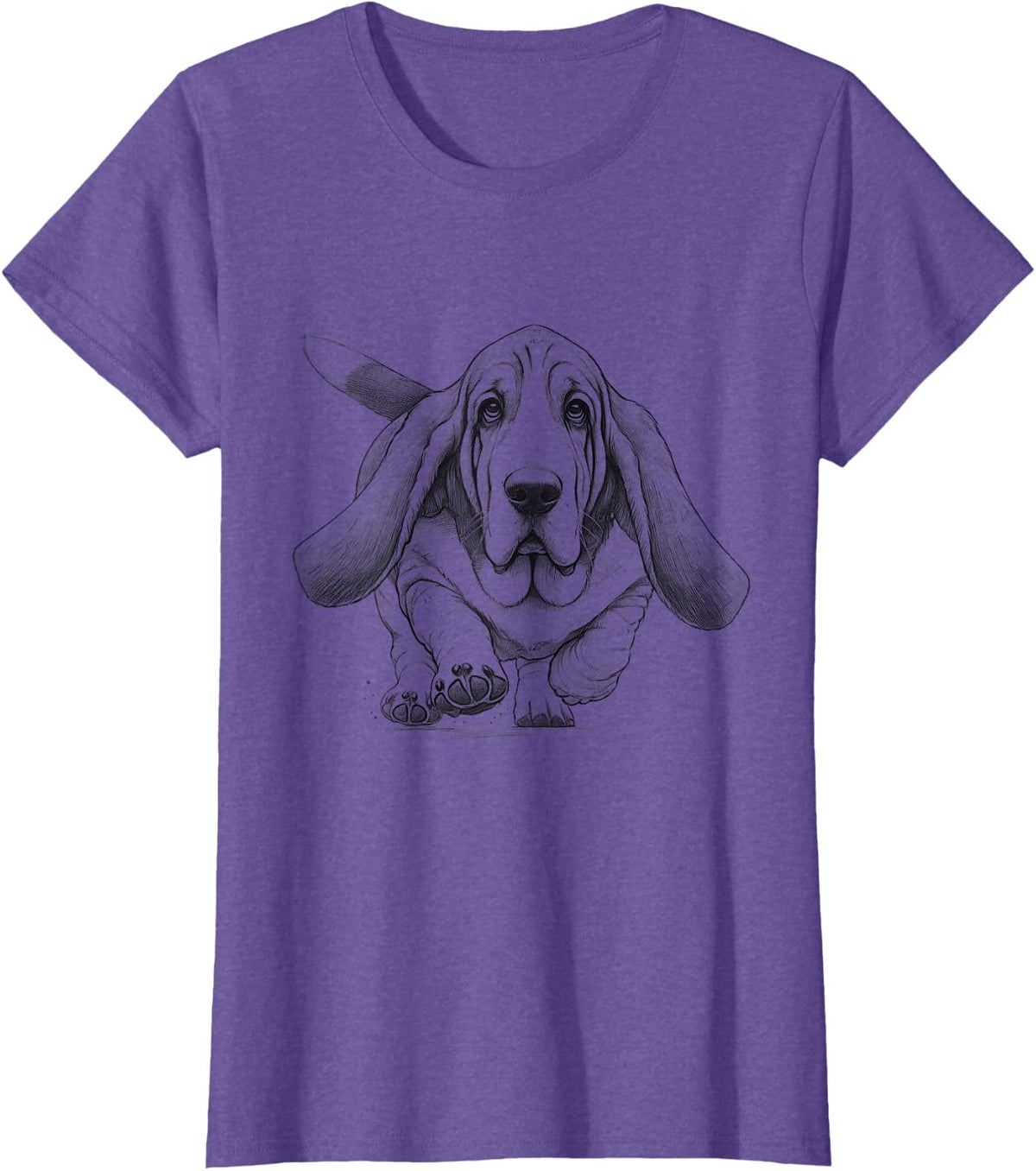 Basset Hound Running Design For Dog Owner T-Shirt - Purple Heather