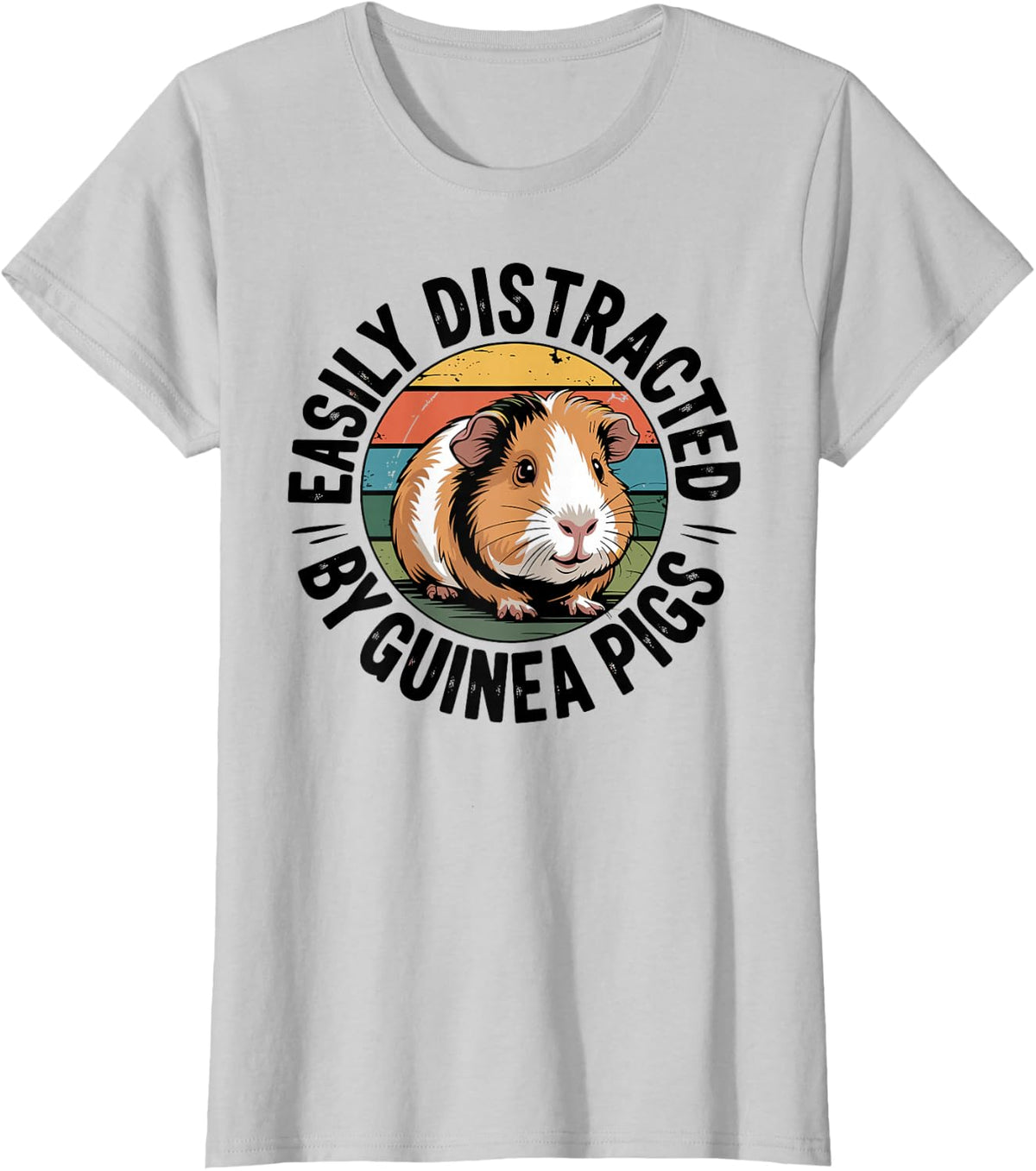 Easily Distracted by Guinea Pigs T-Shirt - Silver Grey