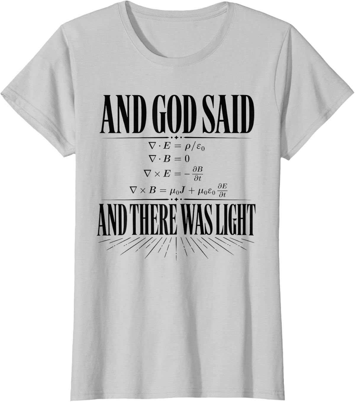 and God Said and There was Light Funny Physics Science T-Shirt - Silver Grey