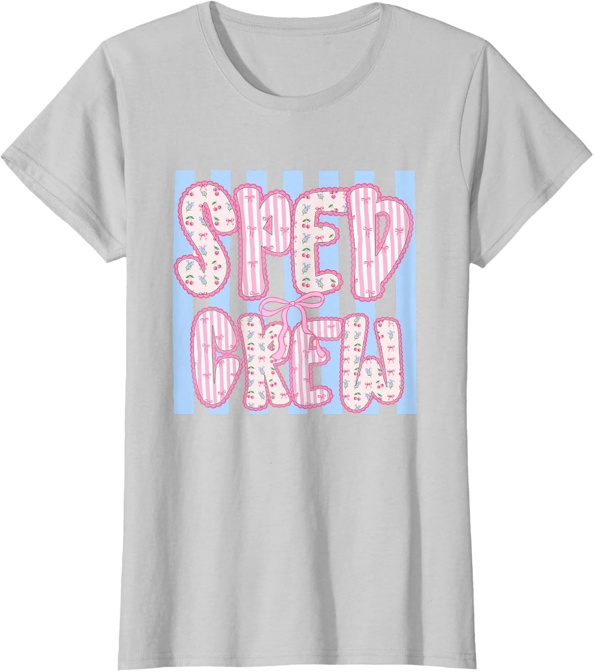 Special Education Teacher Striped Back to School Sped Crew T-Shirt - Silver Grey