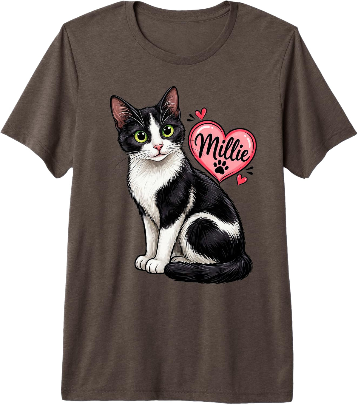Tuxedo Cat Millie Premium Tri-Blend T-Shirt - Brown