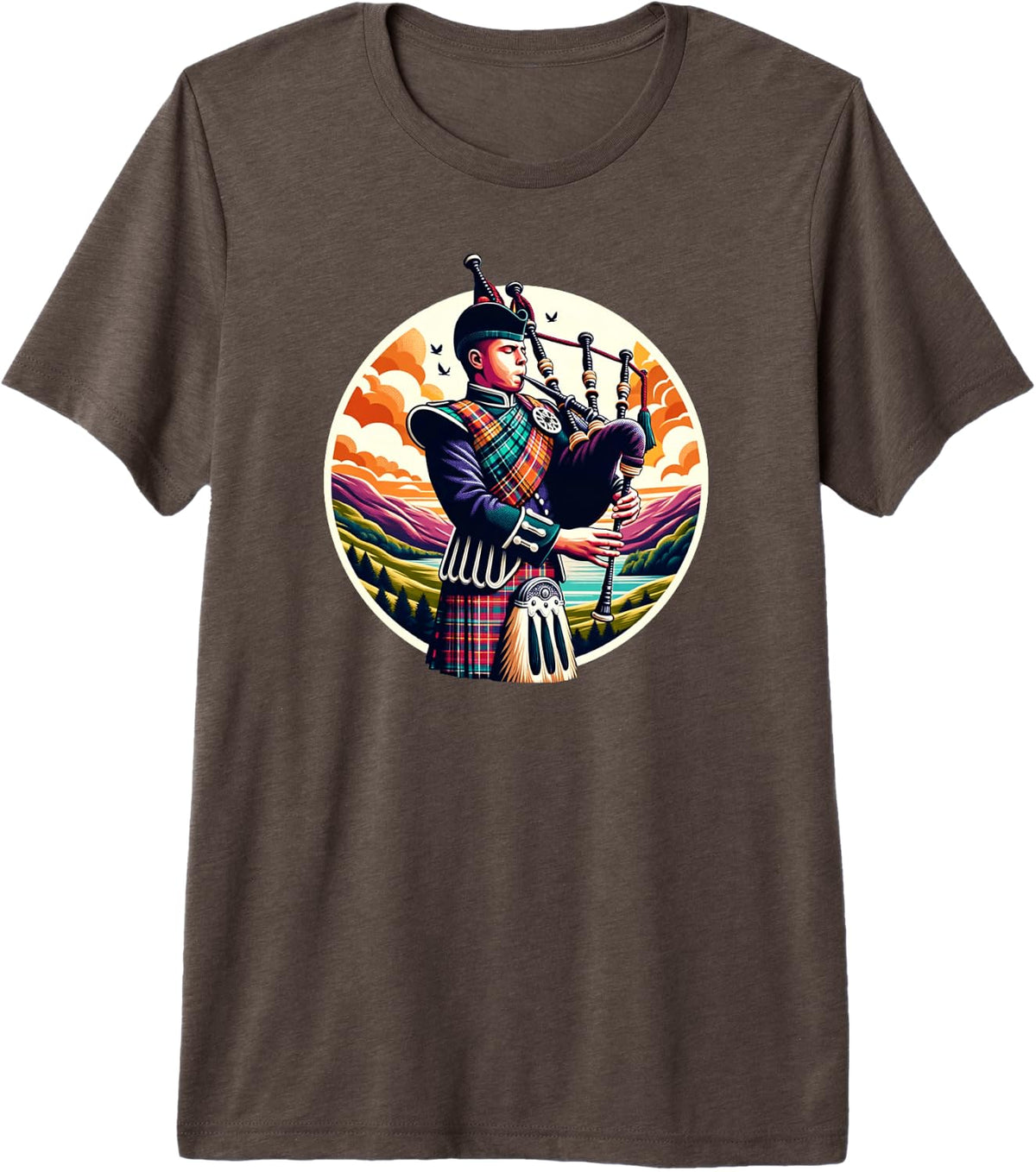 Bagpipe Bagpiper Premium Tri-blend T-Shirt - Brown