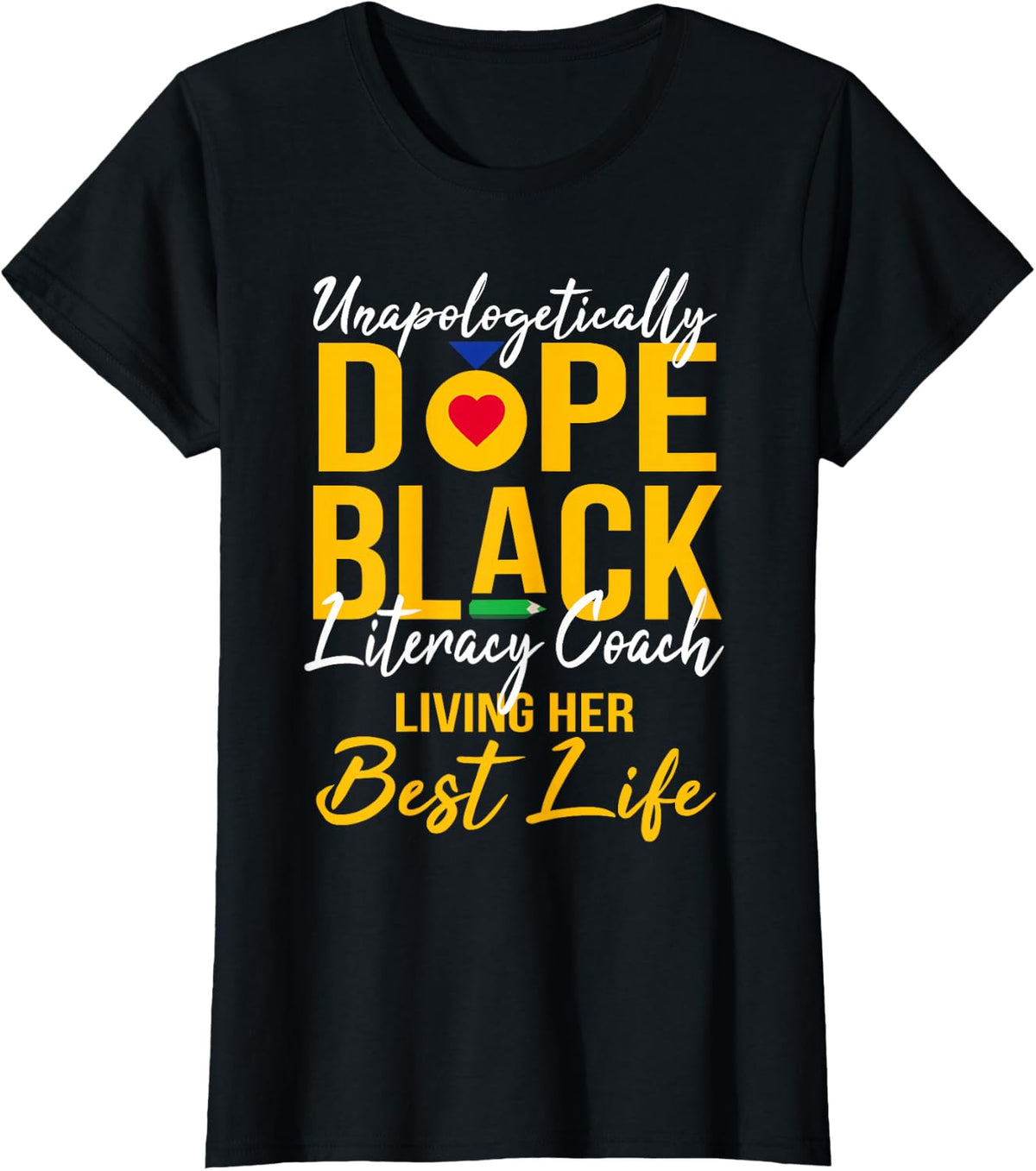 Unapologetically Dope Black Literacy Coach Afro Pride BHM T-Shirt - Black