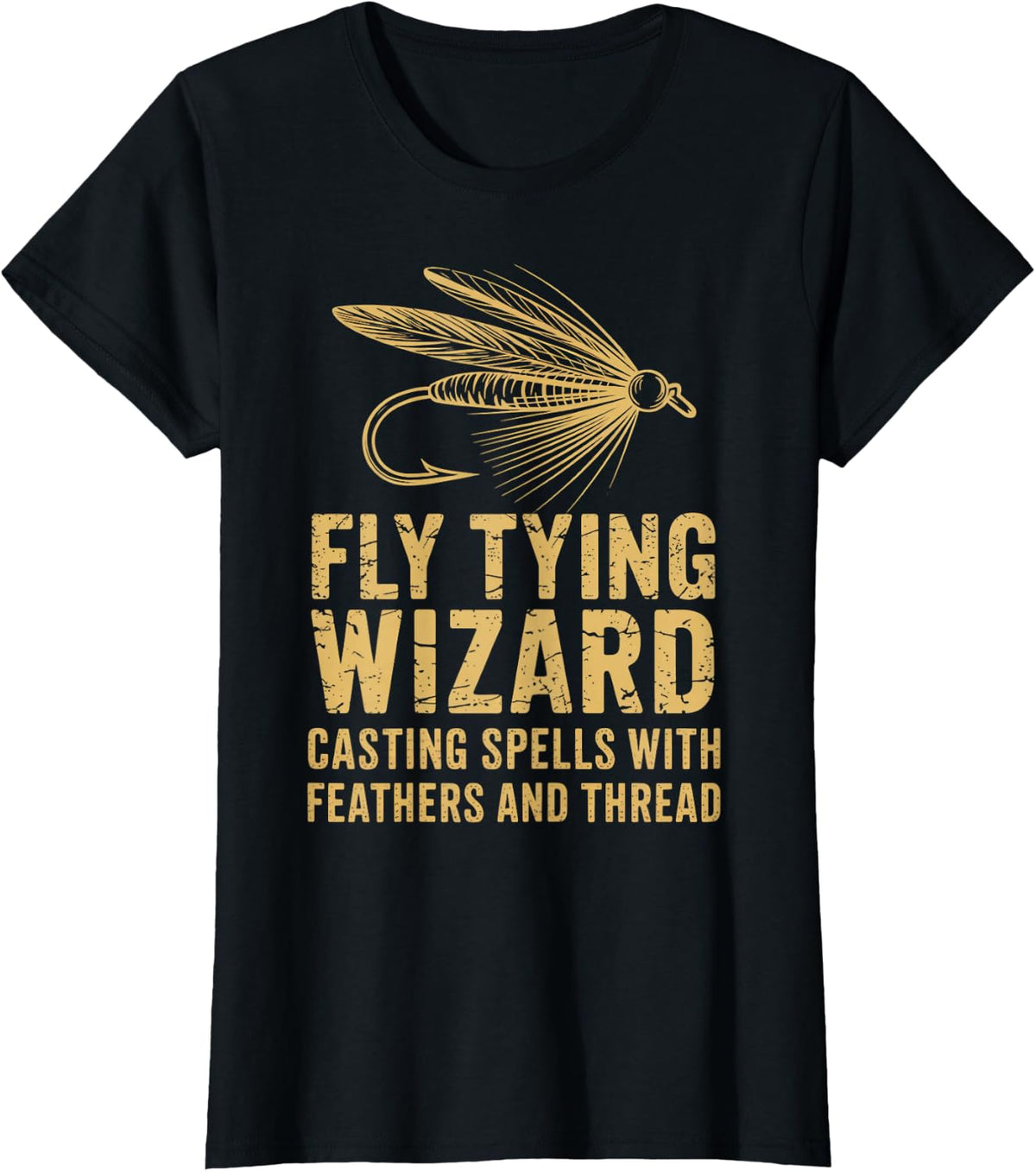 Fly Tying Wizard Fly Fishing Fisherman Fish Angler Fly Tying T-Shirt - Black