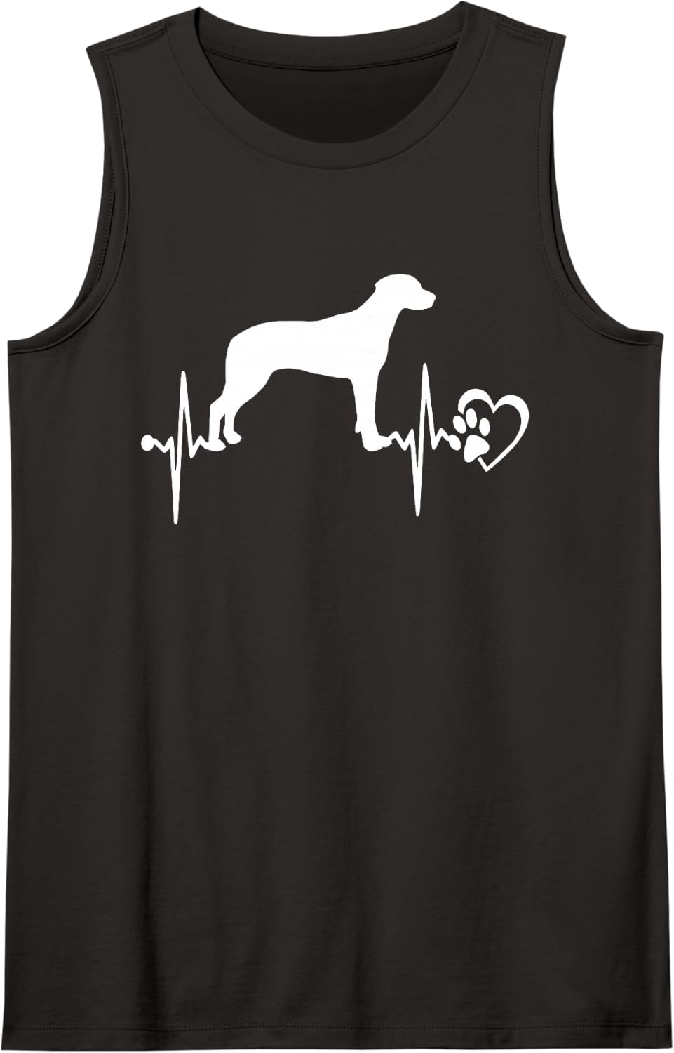 Rhodesian Ridgeback Dog Heartbeat Paw Love Funny Puppy Lover Sleeveless Tank Top - Black