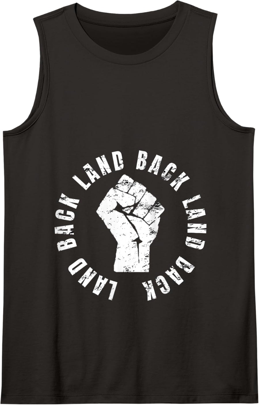 Land Back Distressed #LandBack Indigenous Native American Tank Top - Black