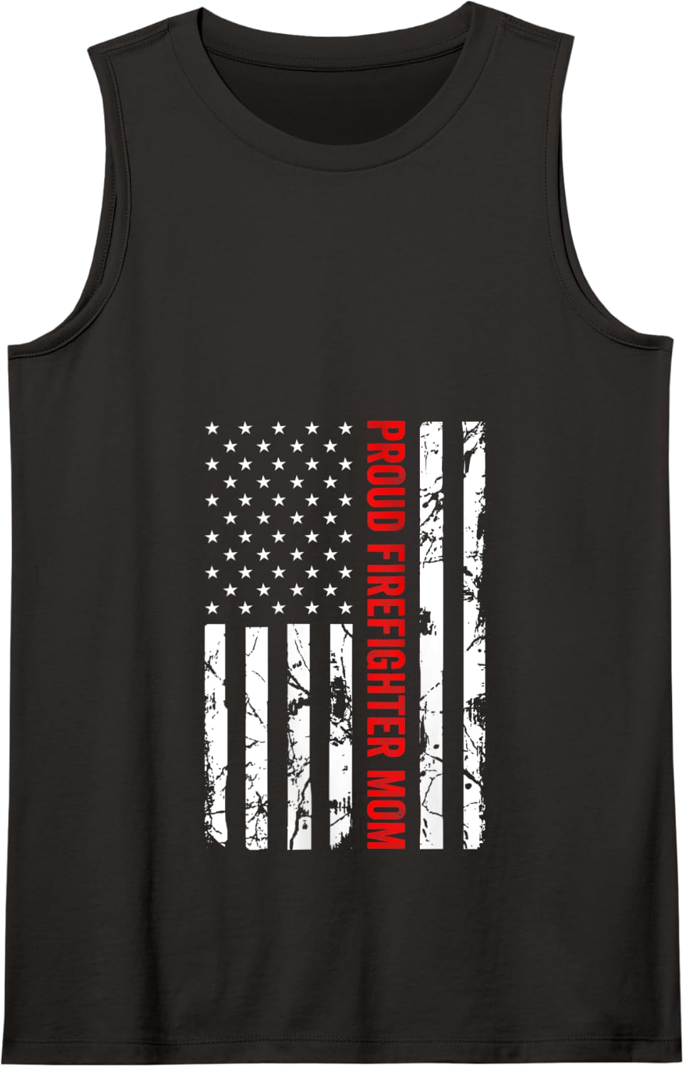 Womens Proud Firefighter Mom Fire Department Fire Truck Fire Engine Tank Top - Black