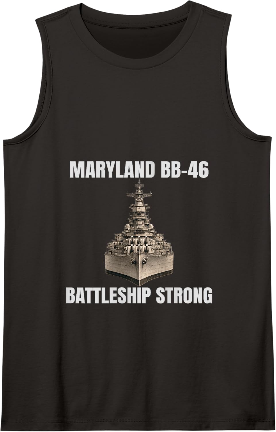 USS Maryland BB-46 Battleship Father Grandpa Veteran Warship Tank Top - Black