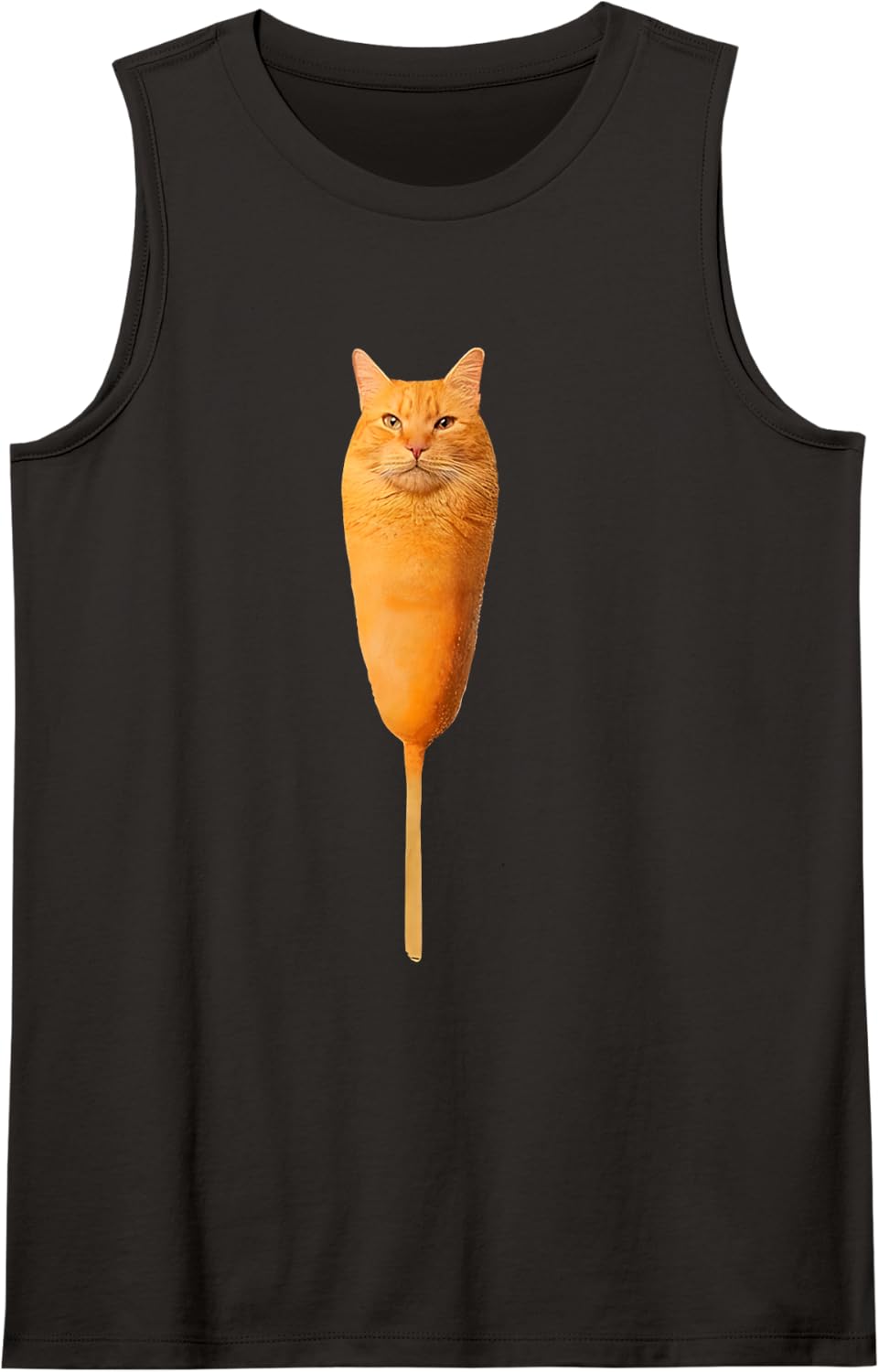 Corndog Cat Funny Food Animal Mashup Sleeveless Tank Top - Black