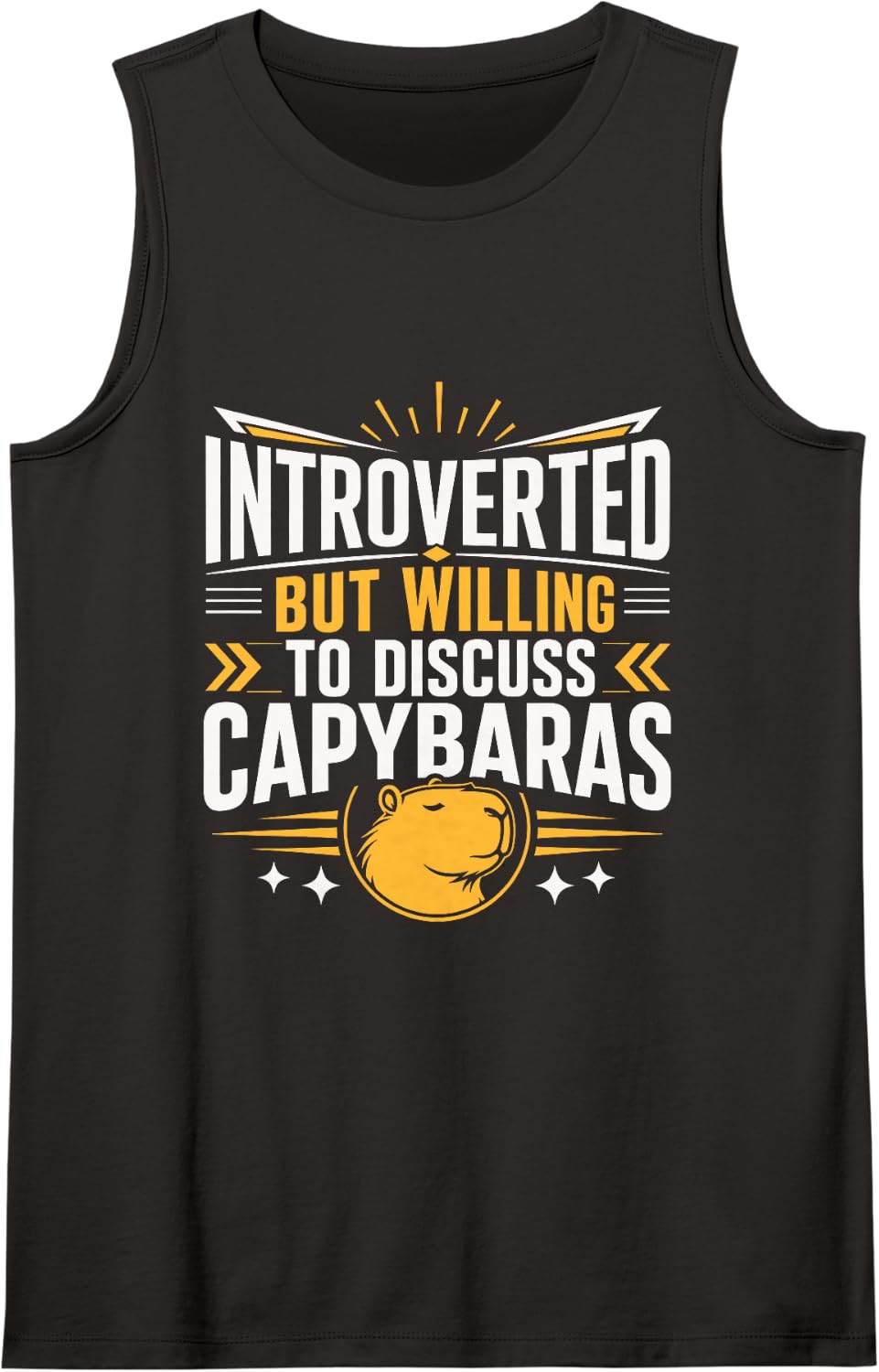 Introverted Willing to Discuss Capybaras Funny Sleeveless Tank Top - Black