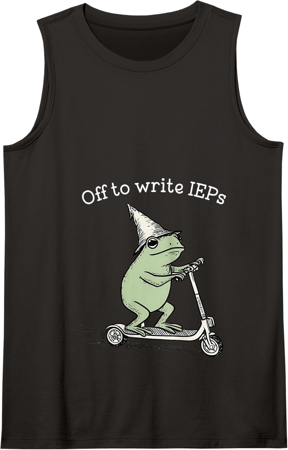 Off to Write IEPs Frog Teacher Tank Top - Black
