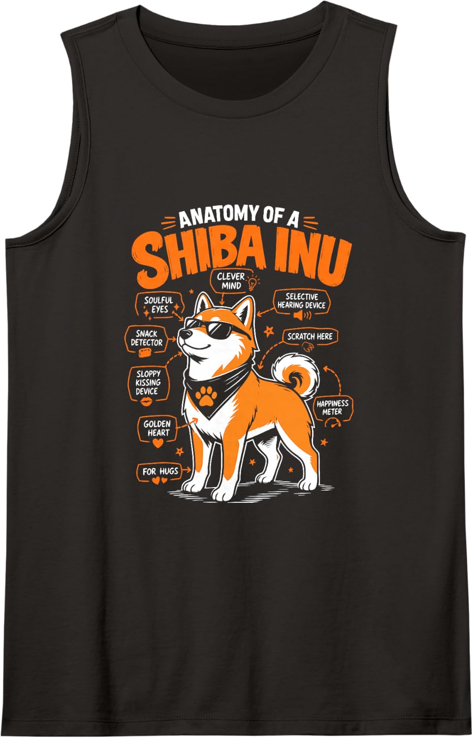 Canine Anatomy of a Shiba Inu Sleeveless Tank Top - Black