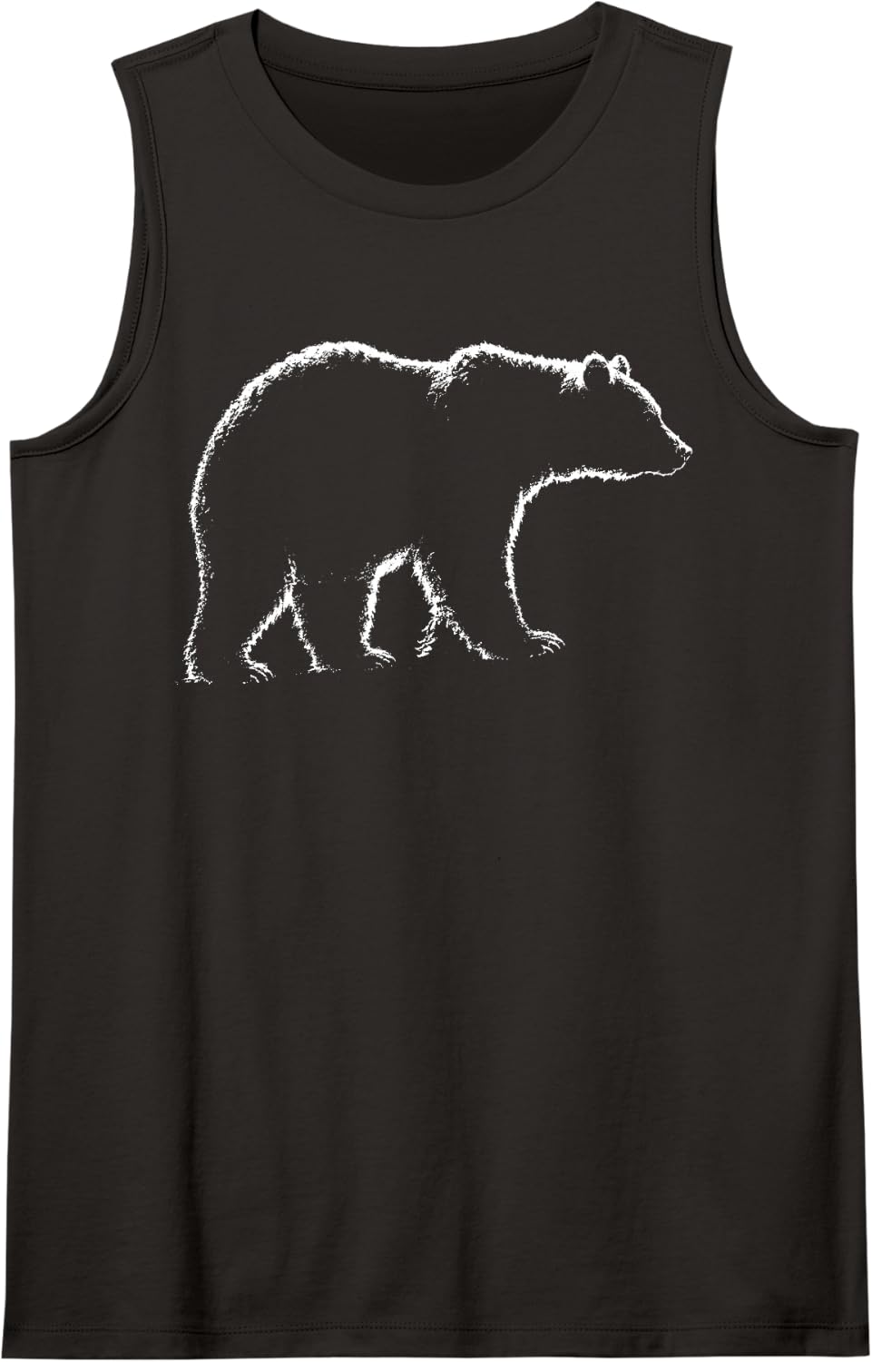 Minimalist Bear Outline Wildlife Nature Forest Brown Bear Sleeveless Tank Top - Black