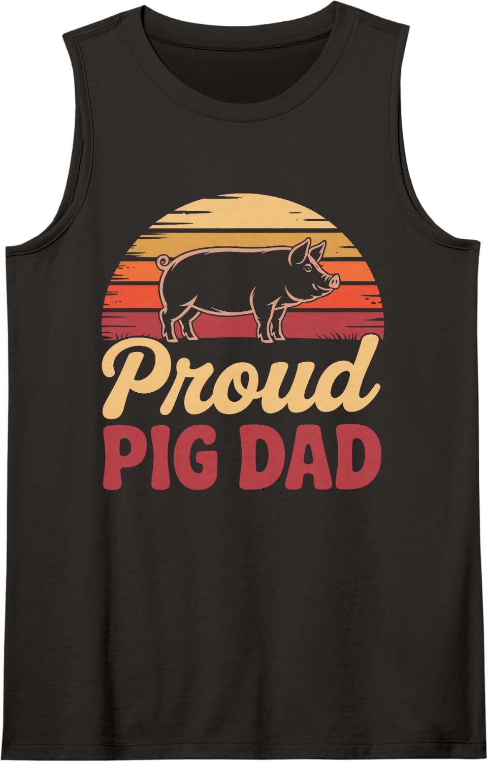 Pig Dad Design for Men Boys Dad Farm Owner Pig Dad Sleeveless Tank Top - Black