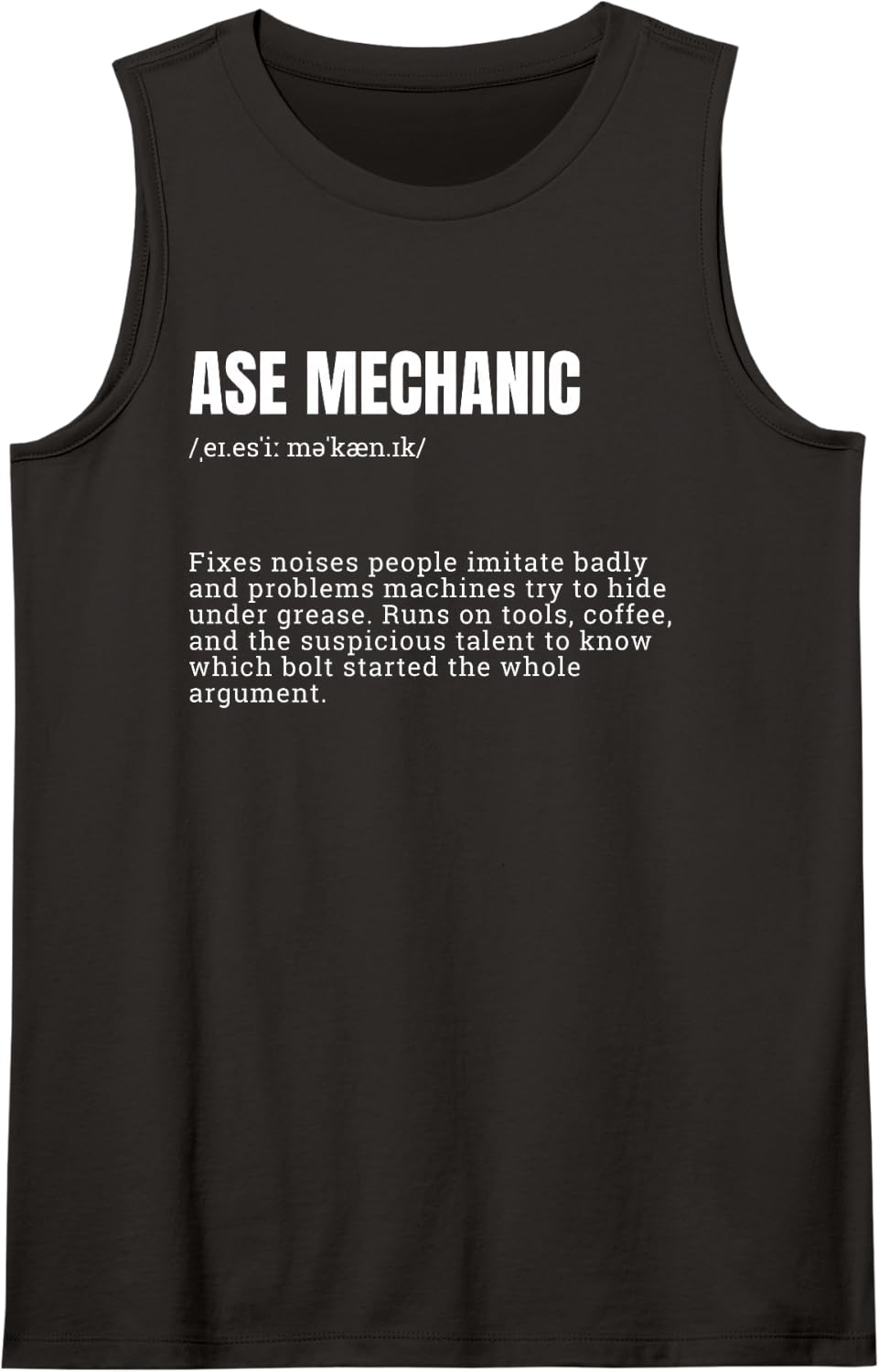 ASE Mechanic Definition Funny Auto Repair Sleeveless Tank Top - Black