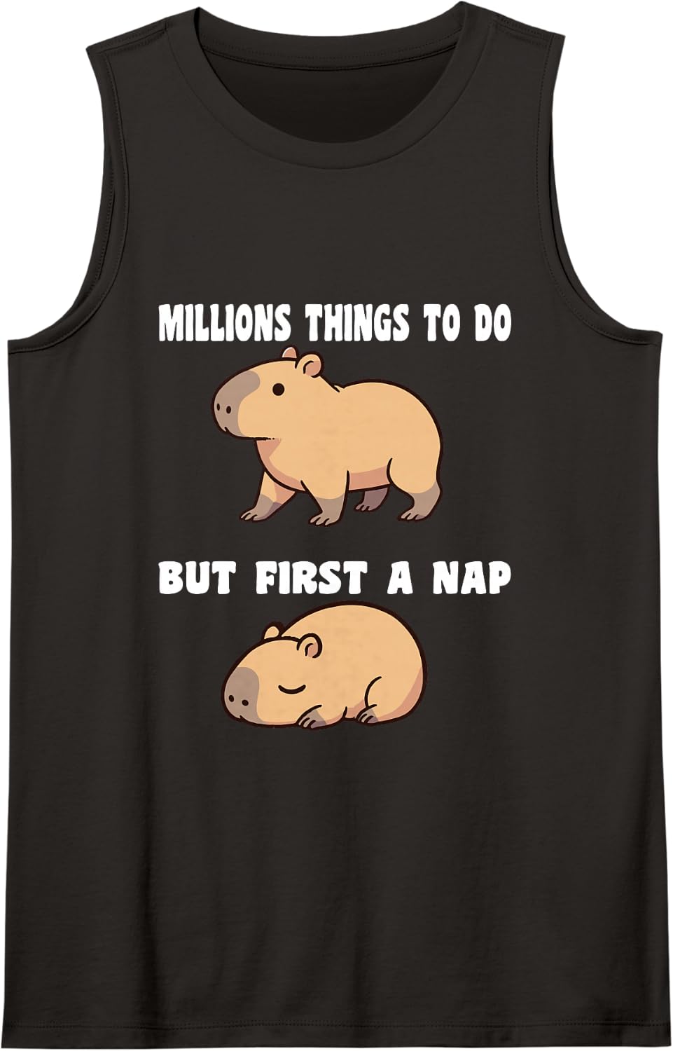 Things to Do Capybara Sleeveless Tank Top - Black