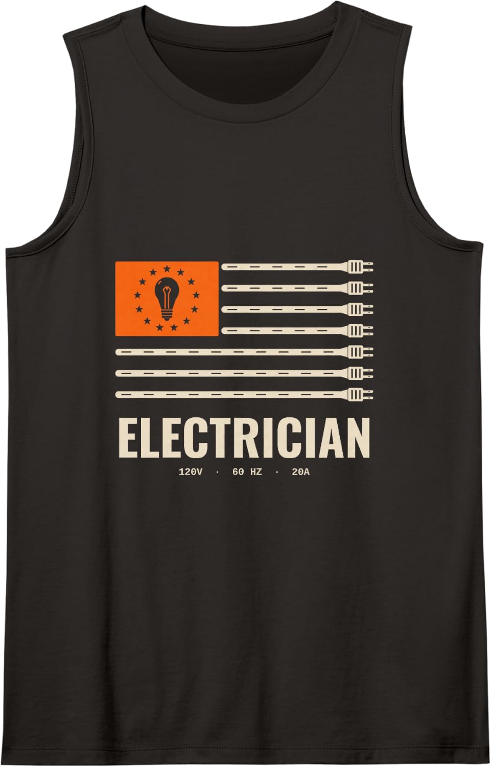 Electrician American Flag Electrical Lineman Graphic Sleeveless Tank Top - Black