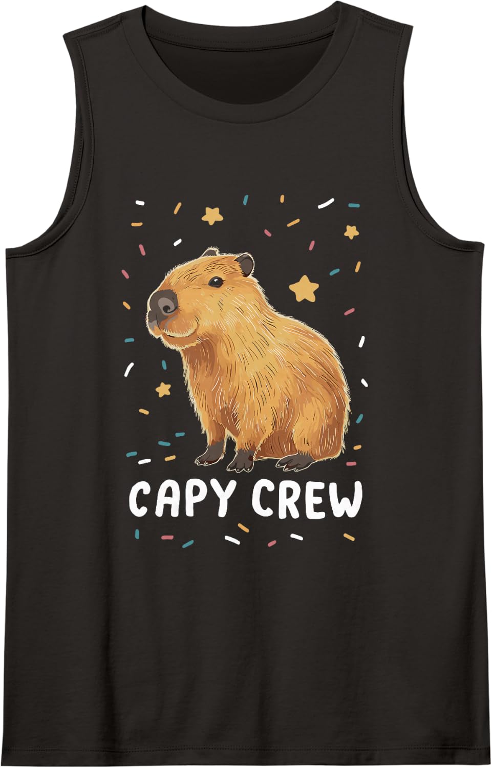 Capy Crew Capybara Rodent Sleeveless Tank Top - Black