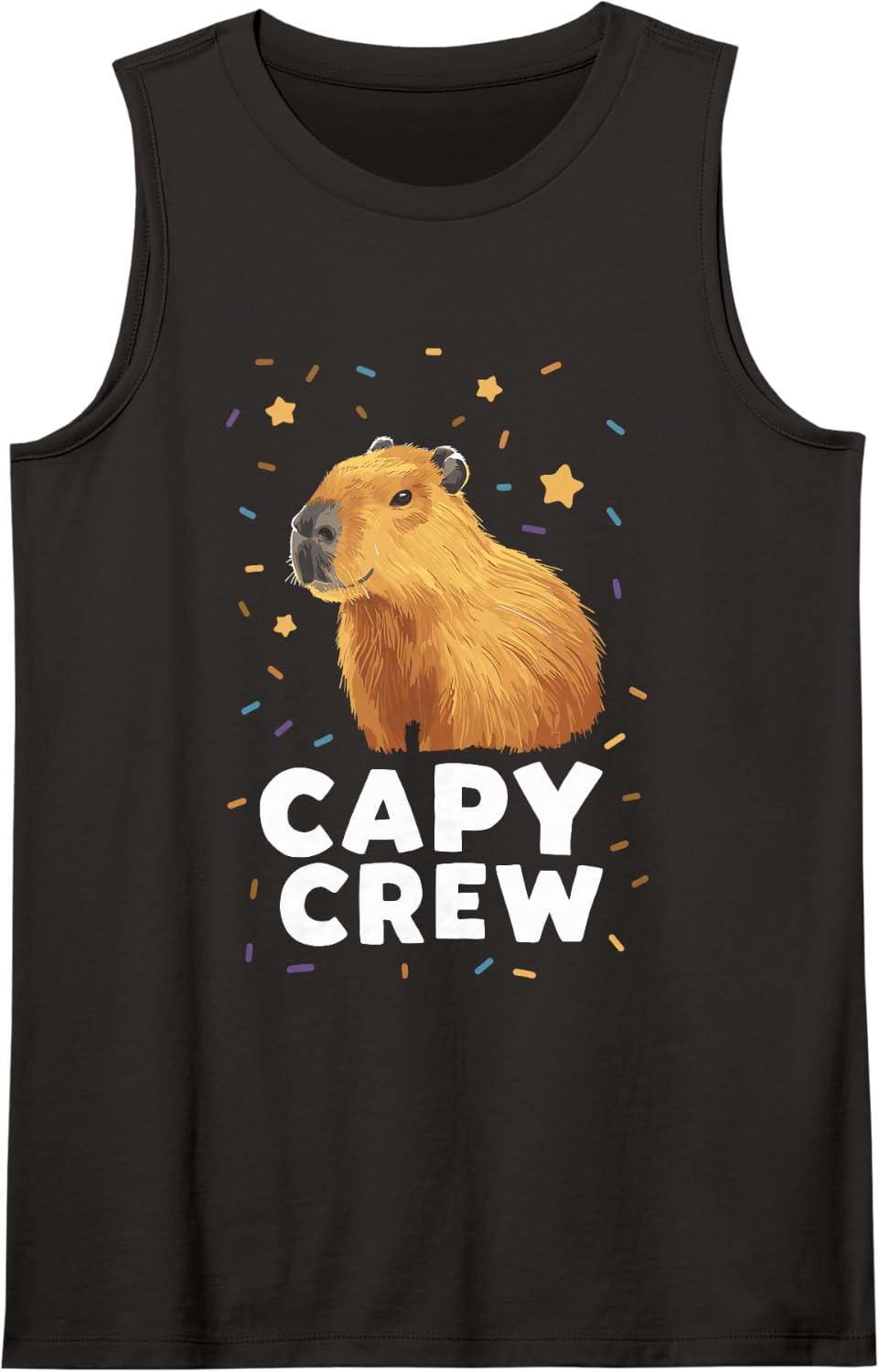 Capy Crew Capybara Pet Lover Sleeveless Tank Top - Black