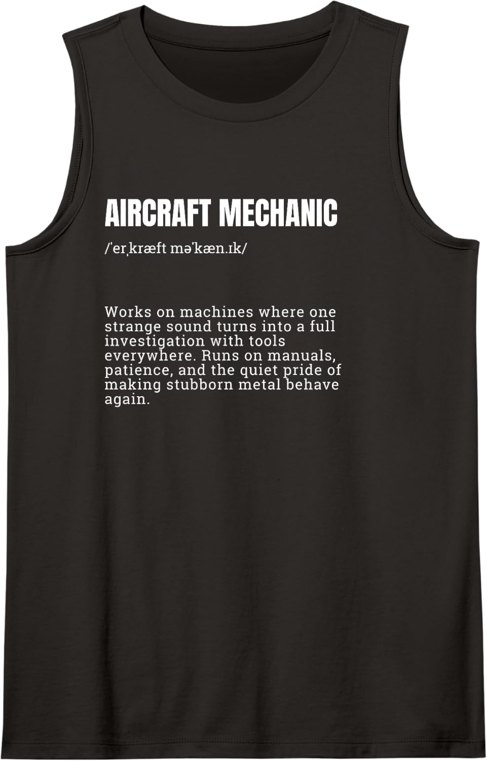 Aircraft Mechanic Definition Aviation Repair Sleeveless Tank Top - Black