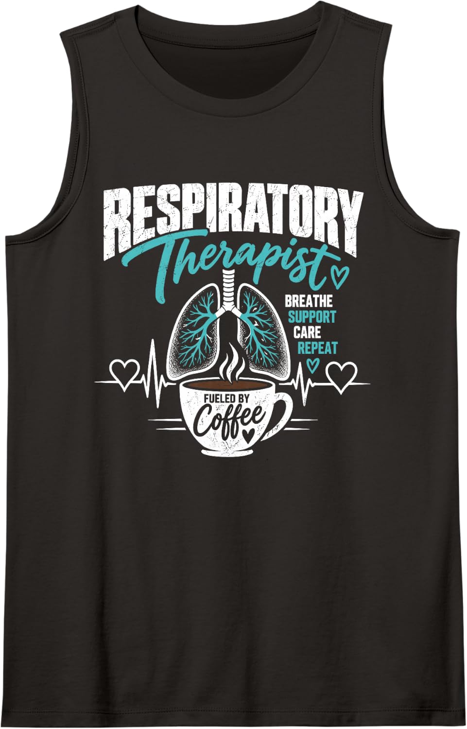 Respiratory Therapist Breathe Support Care Sleeveless Tank Top - Black