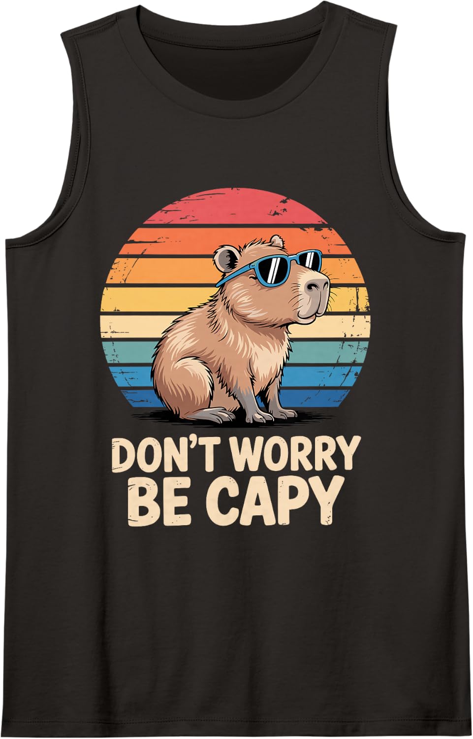 Funny Capybara Art for Men Women Kids Capy Rodent Capybara Sleeveless Tank Top - Black
