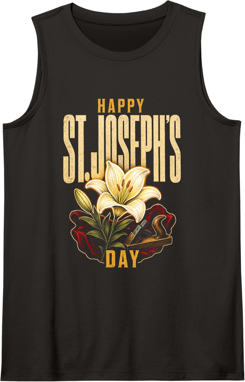 Catholic Happy St. Joseph's Day Feast Day March 19 Sleeveless Tank Top - Black
