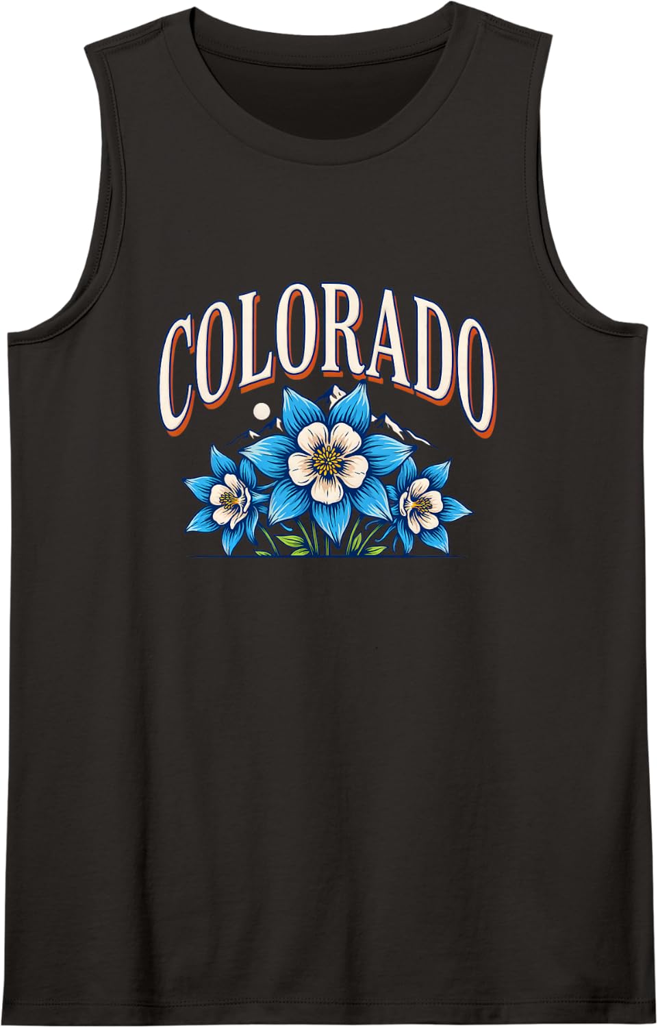 Colorado Columbine Wildflower State Blossom Mountain Bloom Sleeveless Tank Top - Black