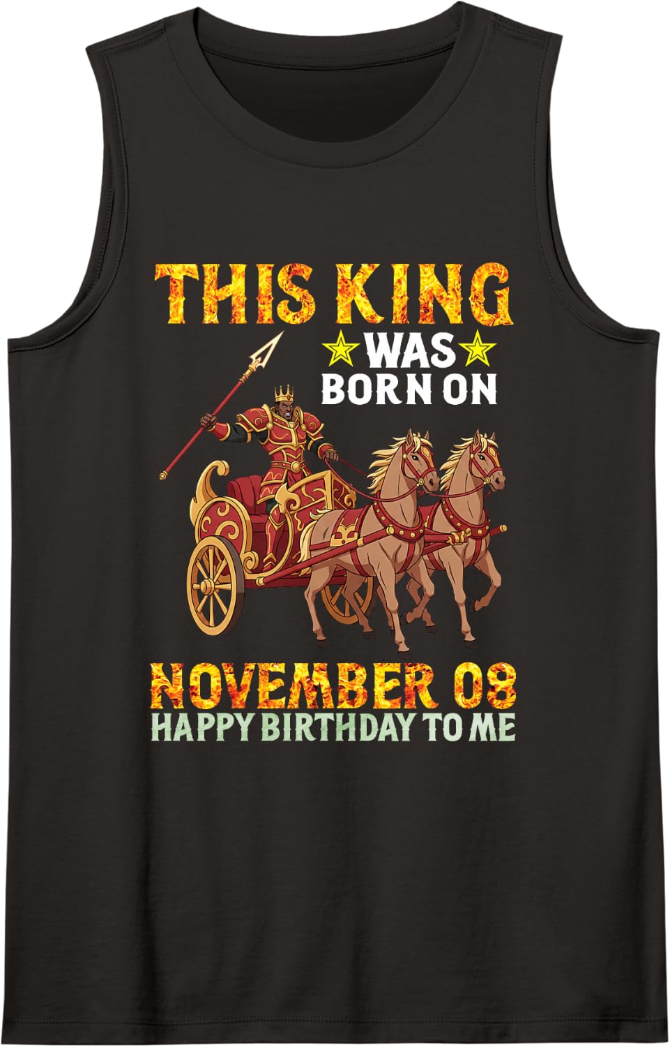 This King was Born On November 08 Happy Birthday to Me You Sleeveless Tank Top - Black