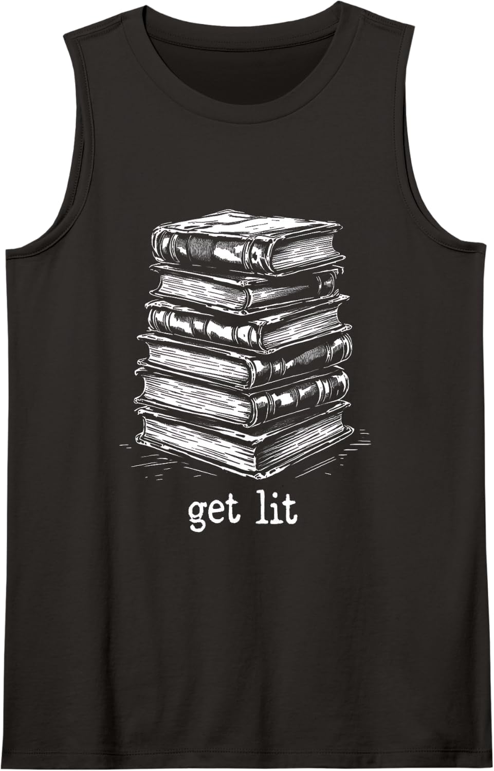 Quirky Book Nerd Get Lit Humor Bookworm Classic Distressed Sleeveless Tank Top - Black