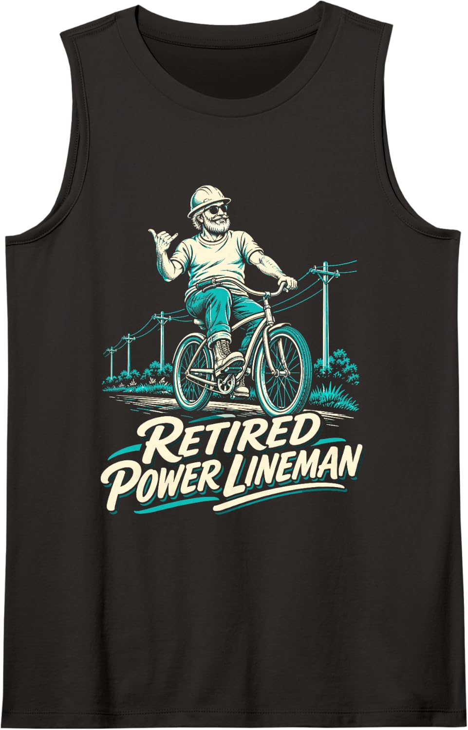Women's Retired Power Lineman Sleeveless Tank Top - Black