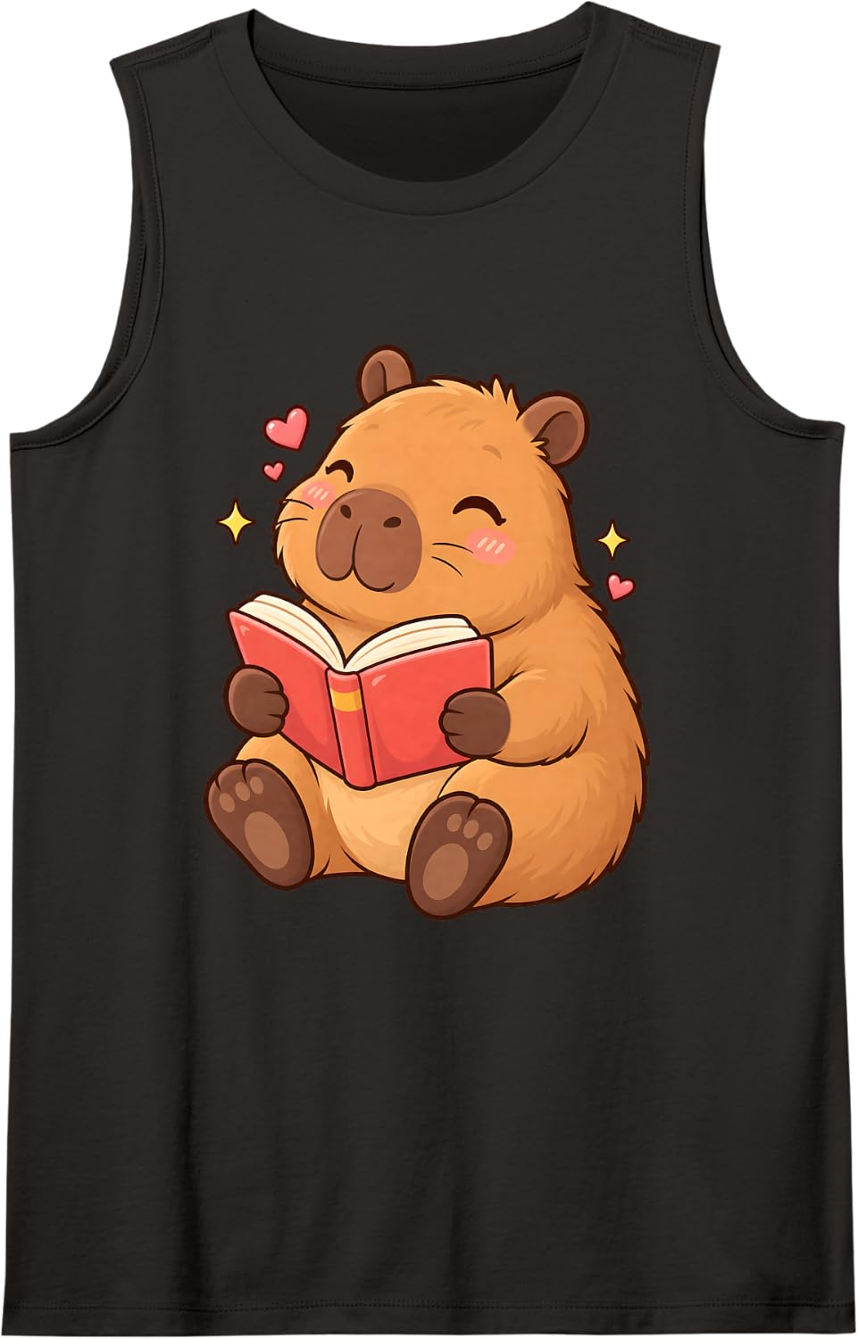 Capybara Book Lover Librarian Reading Library Readers Kawaii Sleeveless Tank Top - Black
