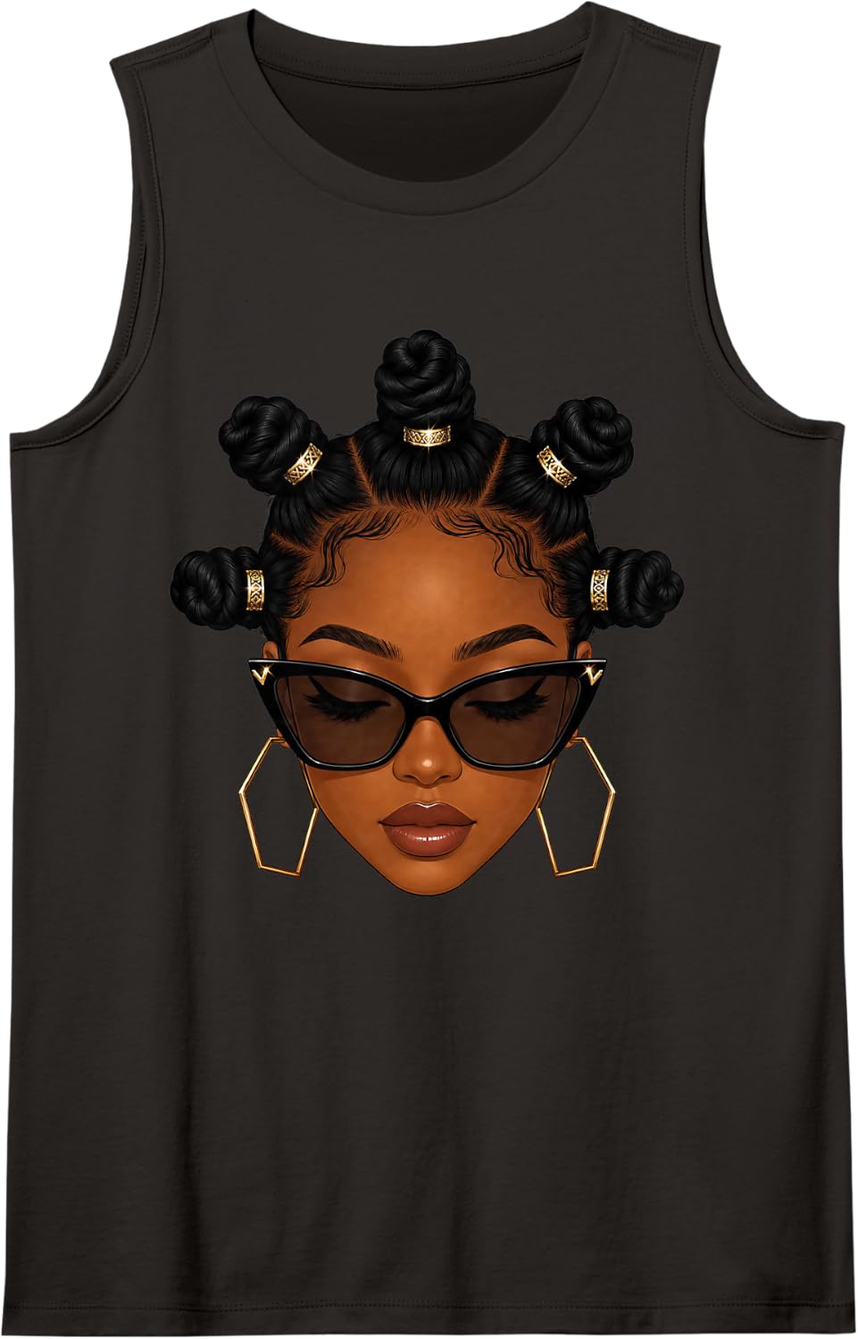 Afro Black Women Melanin Queen Black Pride African Culture Sleeveless Tank Top - Black