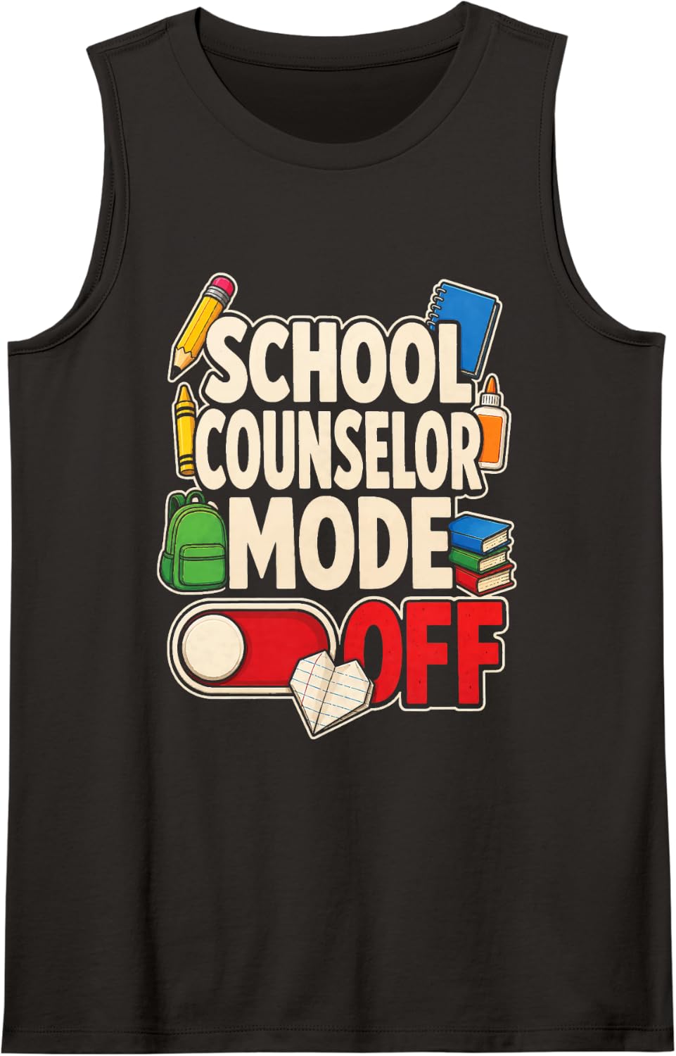 School Counselor Mode Off Elementary Student Services Sleeveless Tank Top - Black