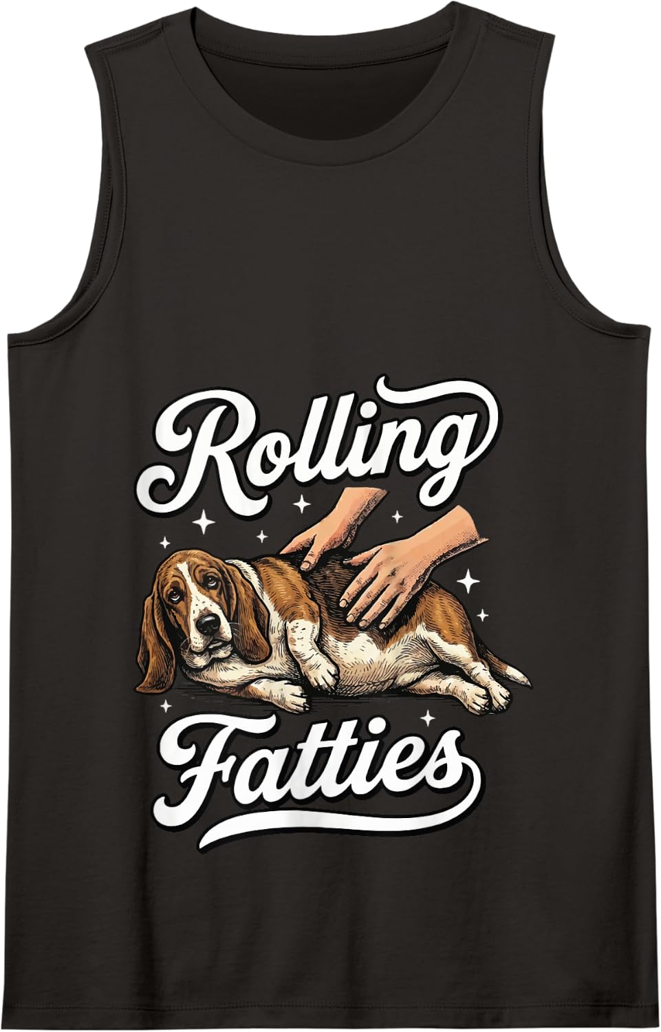 Rolling Fatties Basset Hound Tank Top - Black