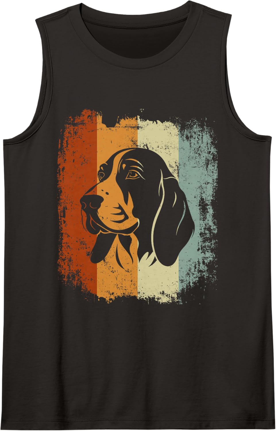 Basset Hound Retro Style Sleeveless Tank Top - Black