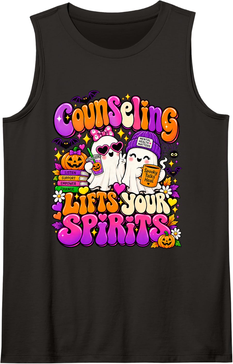 Counseling Lifts Your Spirits Halloween Counselor Sleeveless Tank Top - Black