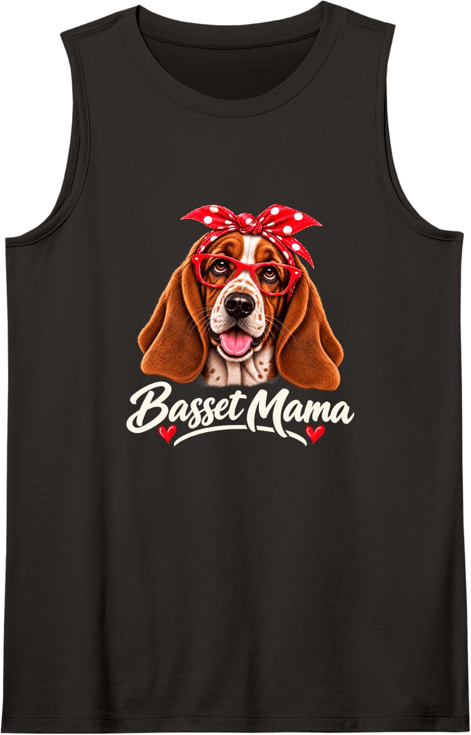 Basset Hound Mom Cute Basset Dog Mama Sleeveless Tank Top - Black