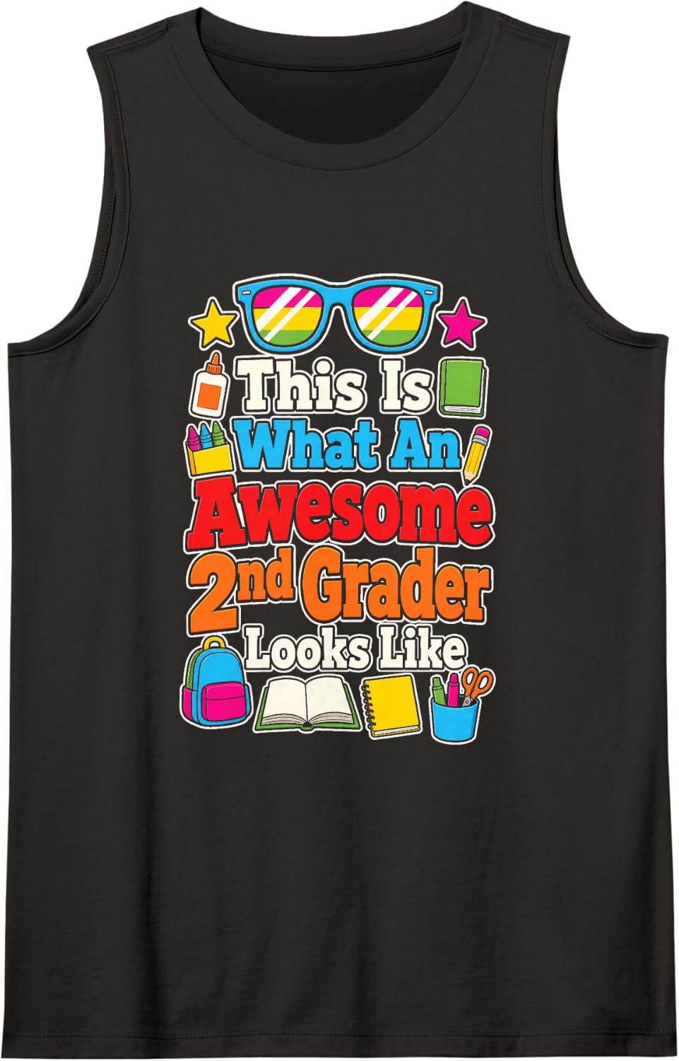 2nd Grade Awesome Second Grader Looks Like Elementary Sleeveless Tank Top - Black