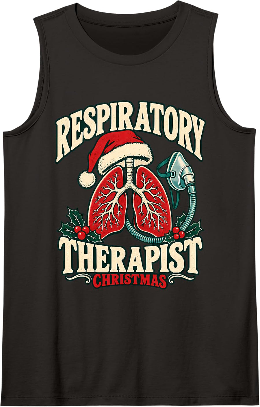 Respiratory Therapist Christmas Sleeveless Tank Top - Black
