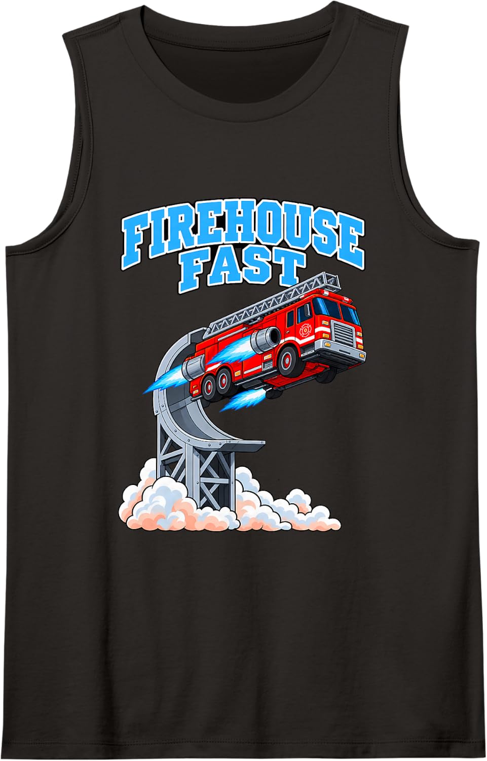 Firehouse Fast Firefighter Appreciation Funny Sleeveless Tank Top - Black