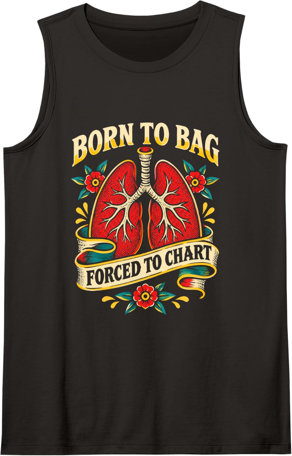 Respiratory Therapist Lung Born Bag Forced Chart Sleeveless Tank Top - Black