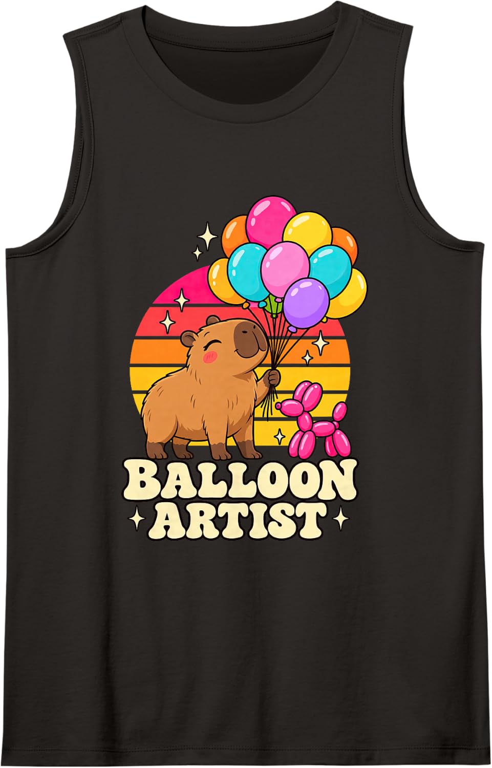 Balloon Artist Event Decorator Capybara Sleeveless Tank Top - Black