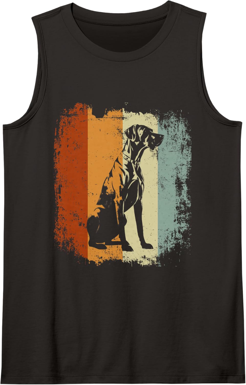 Retro Vintage Graphic Rhodesian Ridgeback Dog Tank Top - Black