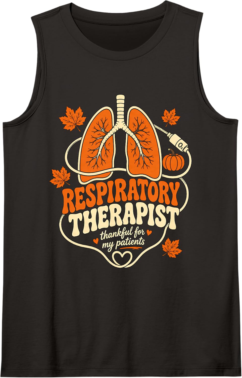 Respiratory Therapist Thankful for My Patients Thanksgiving Sleeveless Tank Top - Black