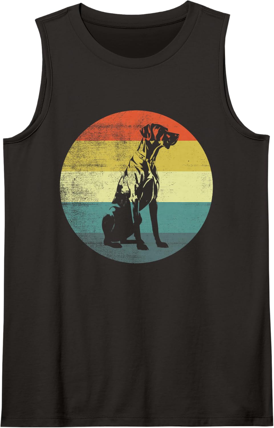 Retro Design Rhodesian Ridgeback Dog Sleeveless Tank Top - Black