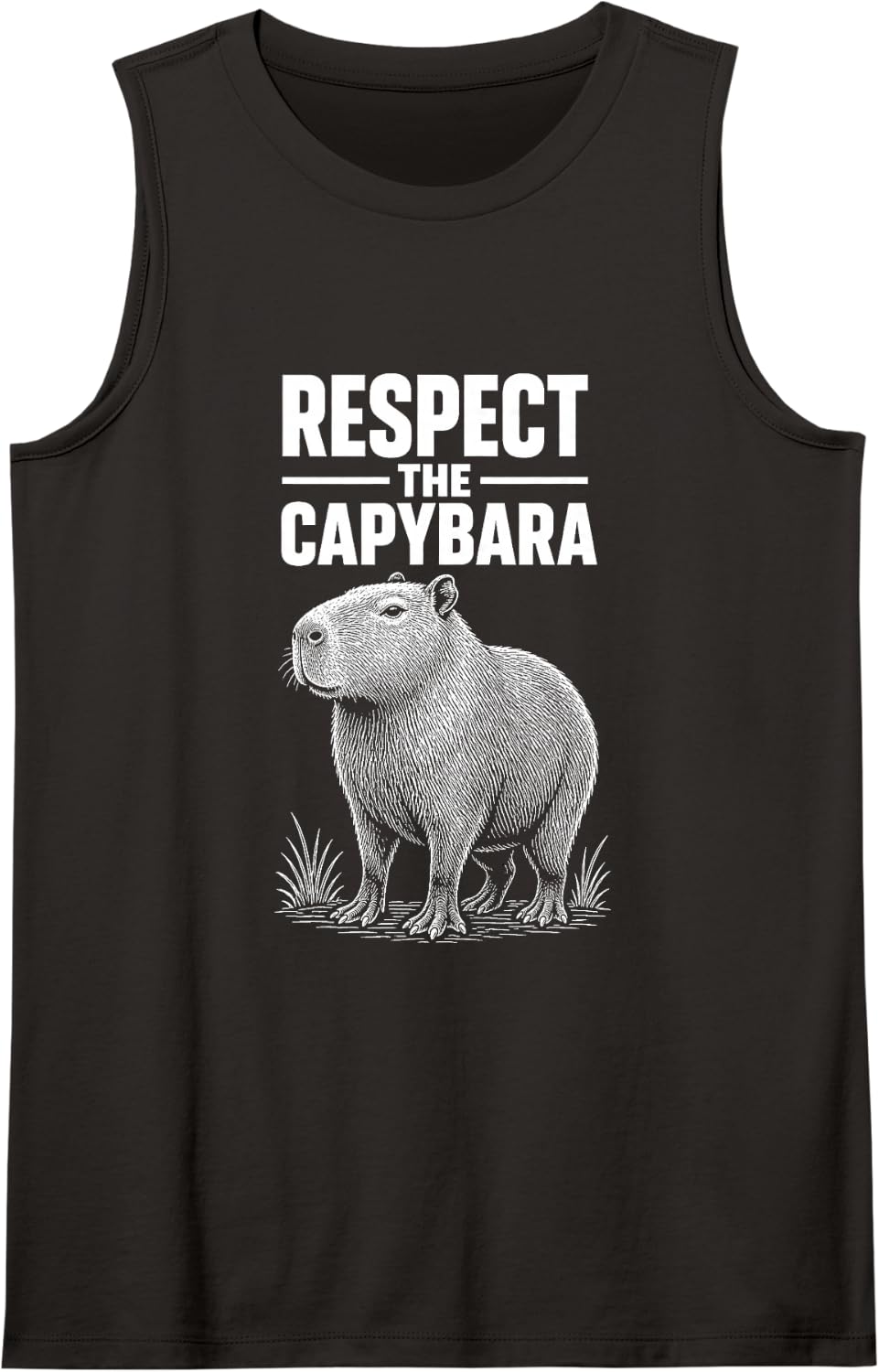 Respect THE Capybara Funny Animal Sleeveless Tank Top - Black