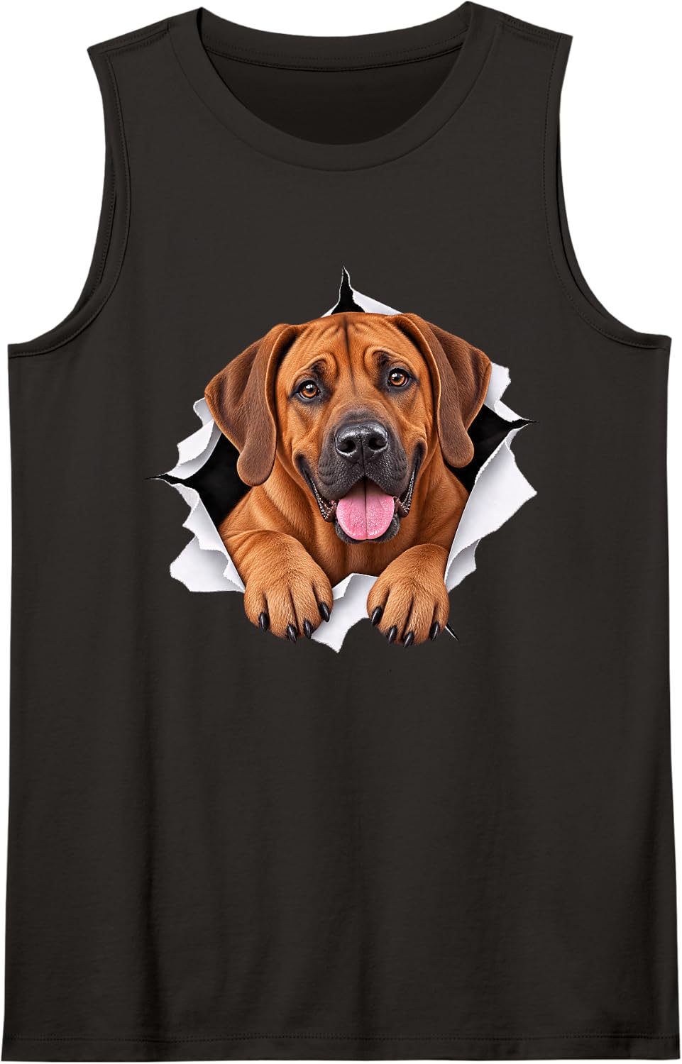 Funny Rhodesian Ridgeback Peeking Cute Dog Lover Mom Dad Sleeveless Tank Top - Black