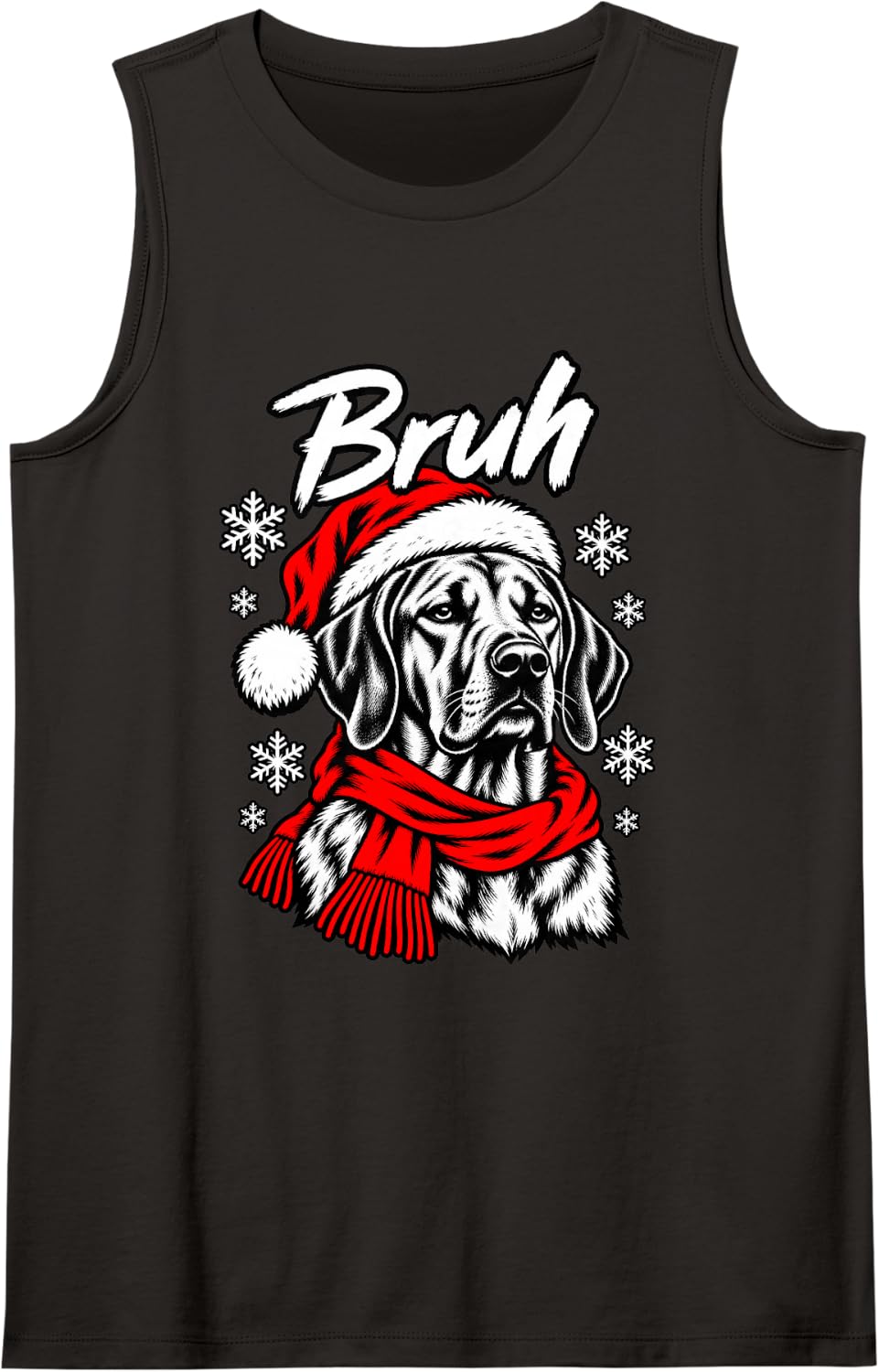 Bruh Deadpan Rhodesian Ridgeback Christmas Dog Tee Sleeveless Tank Top - Black